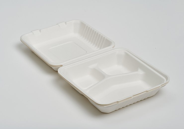 8" 3-Compartment Clamshell